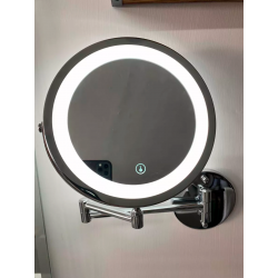 TOUCHBeauty Espejo de ducha con aumento 7X, espejo de maquillaje iluminado  con 21 LED, succión de bloqueo de bola magnética de metal, rotación 360